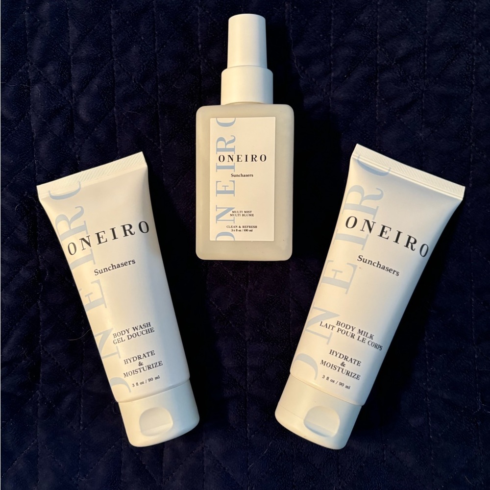 NWT Oneiro Sunchasers Set of 3 Body Wash, Body Milk & Multi Mist